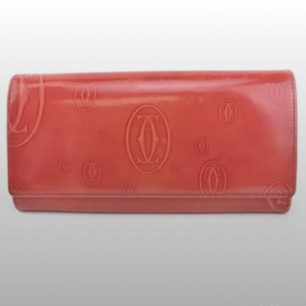 CARTIER Patent Leather Logo Long Wallet